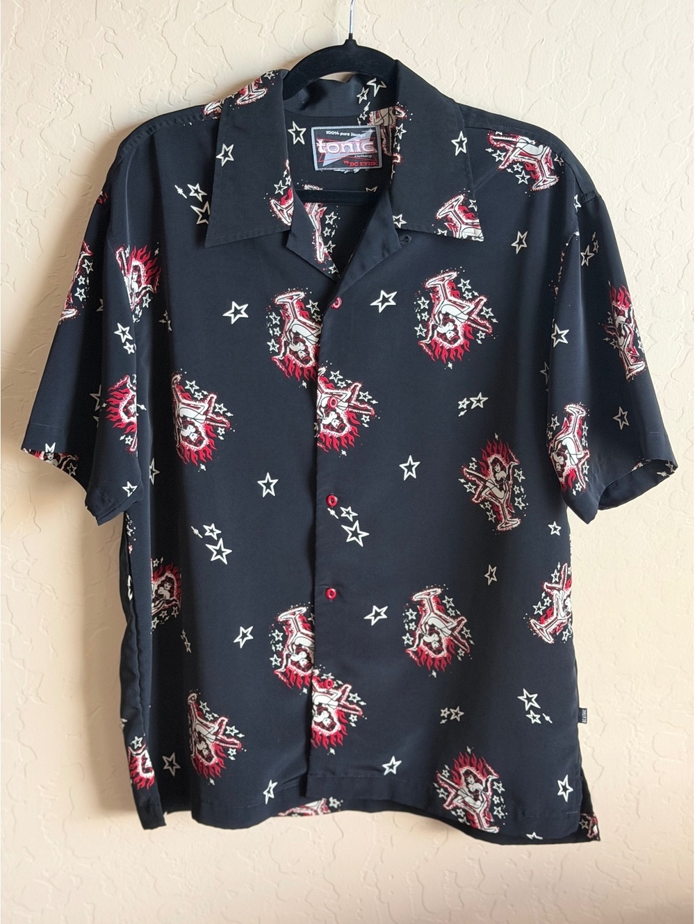 90s Y2K Tonic BC Ethic La Rocka Devil Girl Martini Shirt Pinup Rockabilly L